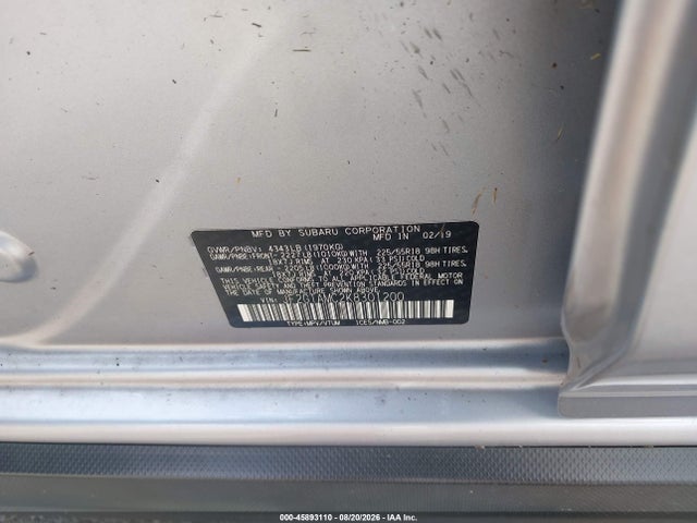 Продажа на аукционе авто 2019 Subaru Crosstrek 2.0i Limited, vin: JF2GTAMC2K8301200, номер лота: 45893110