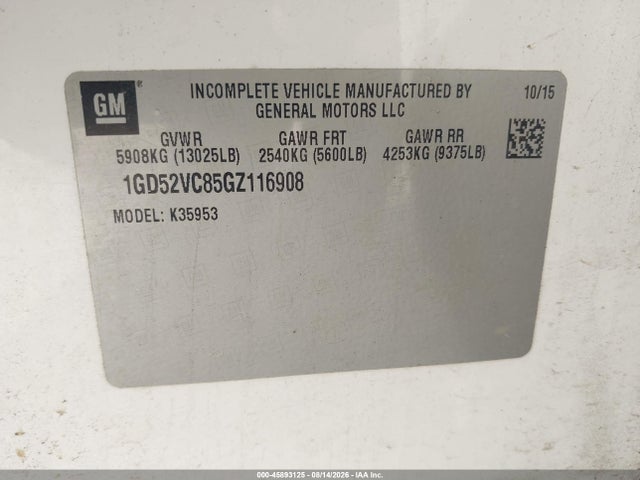 45893125 :رقم المزاد ، 1GD52VC85GZ116908 vin ، 2016 Gmc Sierra 3500hd مزاد بيع