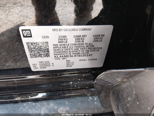 45893170 :رقم المزاد ، KL4AMESL9TB185147 vin ، 2026 Buick Encore Gx Sport Touring Awd مزاد بيع