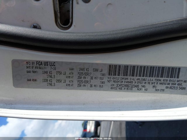 Продаж на аукціоні авто 2016 Dodge Journey Se, vin: 3C4PDCAB8GT223405, номер лоту: 45893172
