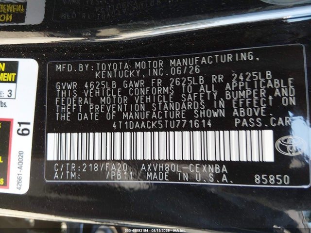 Toyota CAMRY LE 2026 4T1DAACK5TU771614 Image 9