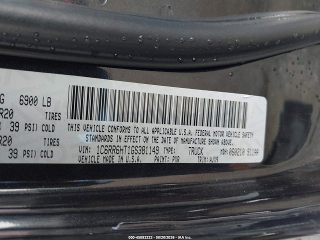 45893222 :رقم المزاد ، 1C6RR6HT1GS381149 vin ، 2016 Ram 1500 Sport مزاد بيع