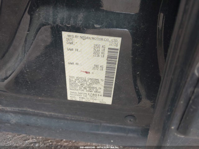 Nissan Altima 2.5 Sl 2015 1N4AL3AP5FN378034 Image 9