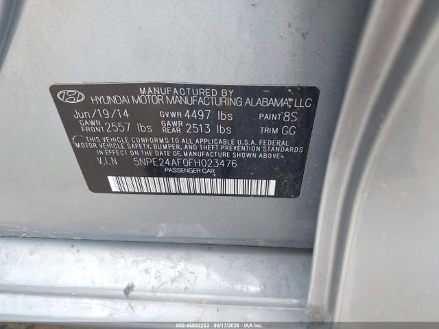 Hyundai SONATA SE 2015 5NPE24AF0FH023476 Image 9