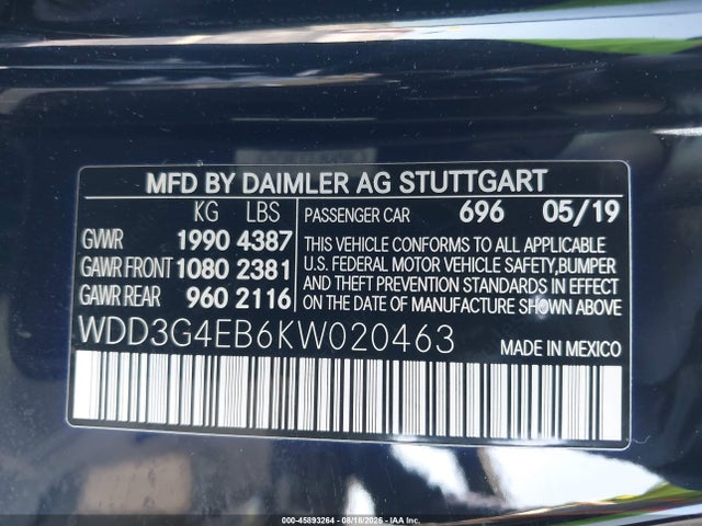 Продаж на аукціоні авто 2019 Mercedes-benz A 220, vin: WDD3G4EB6KW020463, номер лоту: 45893264