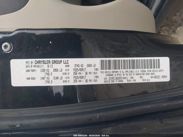 45893284 :رقم المزاد ، 2C4RC1BGXER144411 vin ، 2014 Chrysler Town & Country Touring مزاد بيع