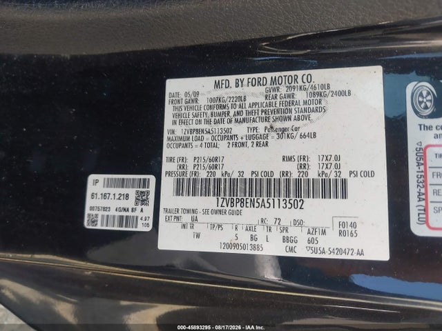 Продажа на аукционе авто 2010 Ford Mustang V6/v6 Premium, vin: 1ZVBP8EN5A5113502, номер лота: 45893295