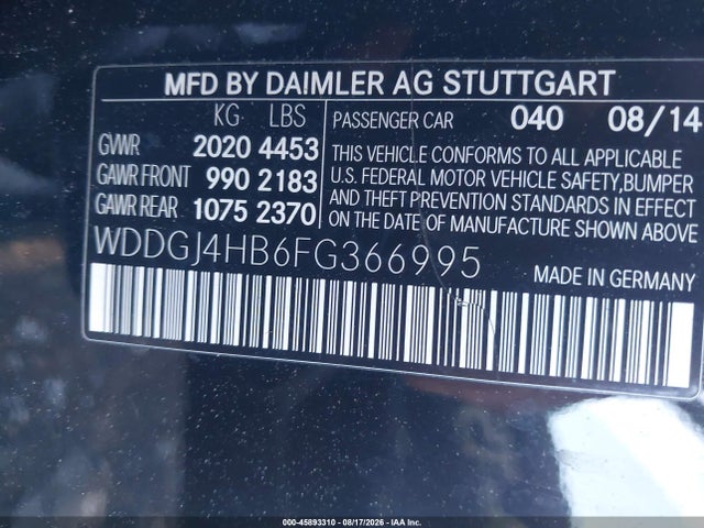 Продажа на аукционе авто 2015 Mercedes-benz C 250, vin: WDDGJ4HB6FG366995, номер лота: 45893310