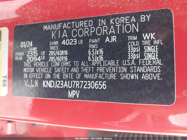 Продажа на аукционе авто 2024 Kia Soul S, vin: KNDJ23AU7R7230656, номер лота: 45893361