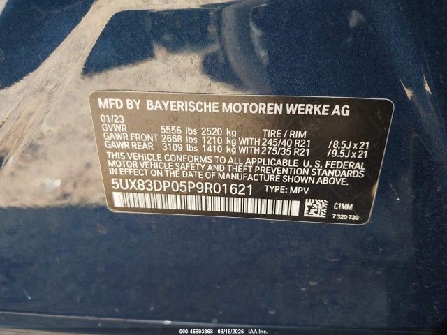 Aukcja sprzedaży 2023 Bmw X3 M40i, vin: 5UX83DP05P9R01621, numer aukcji: 45893368