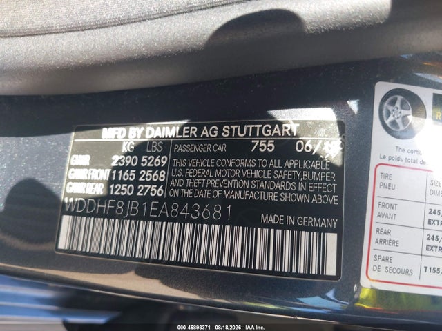 Aukcja sprzedaży 2014 Mercedes-benz E 350 4matic, vin: WDDHF8JB1EA843681, numer aukcji: 45893371