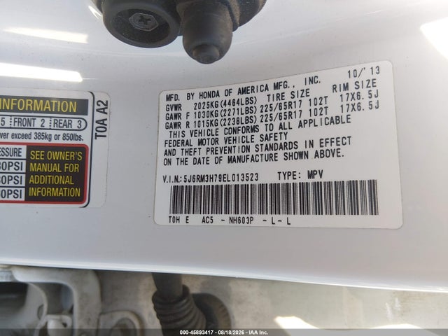 Honda CR-V EXL 2014 5J6RM3H79EL013523 Image 9