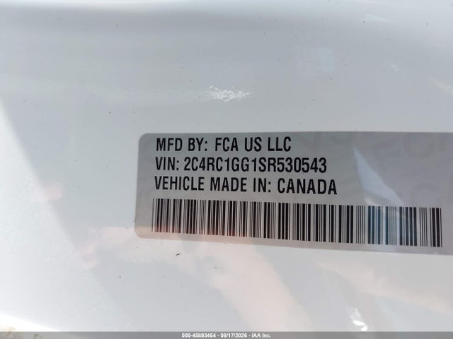 Aukcja sprzedaży 2025 Chrysler Pacifica Limited, vin: 2C4RC1GG1SR530543, numer aukcji: 45893454
