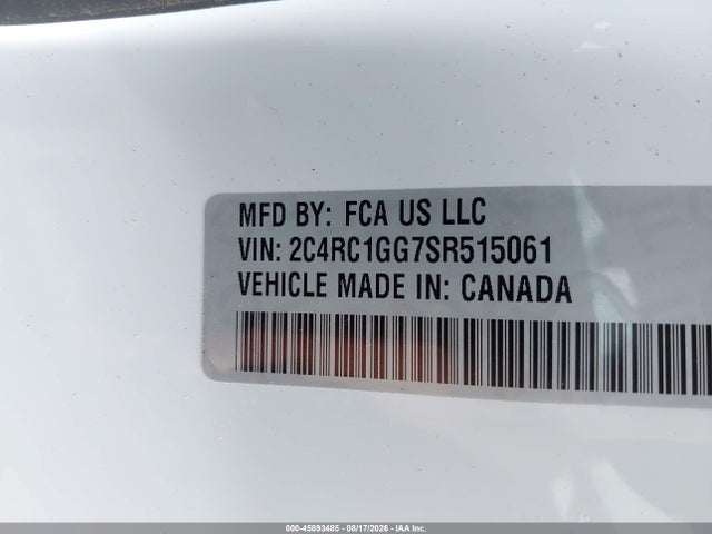 Aukcja sprzedaży 2025 Chrysler Pacifica Limited, vin: 2C4RC1GG7SR515061, numer aukcji: 45893485