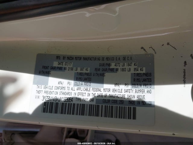 Продаж на аукціоні авто 2018 Mazda Mazda3 Touring, vin: 3MZBN1V3XJM163964, номер лоту: 45893602