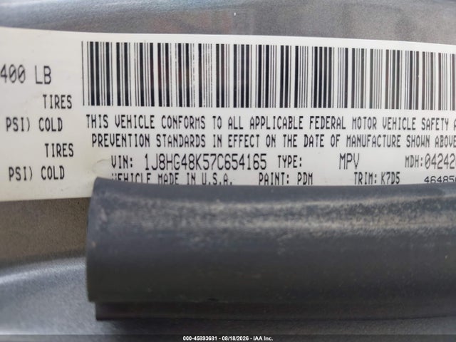Продажа на аукционе авто 2007 Jeep Commander Sport, vin: 1J8HG48K57C654165, номер лота: 45893681