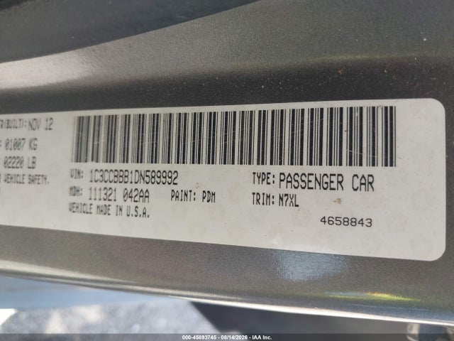 Aukcja sprzedaży 2013 Chrysler 200 Touring, vin: 1C3CCBBB1DN589992, numer aukcji: 45893745