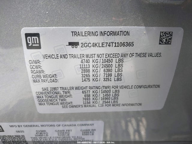 2GC4KLE74T1106365 Chevrolet Silverado 2500 Hd
