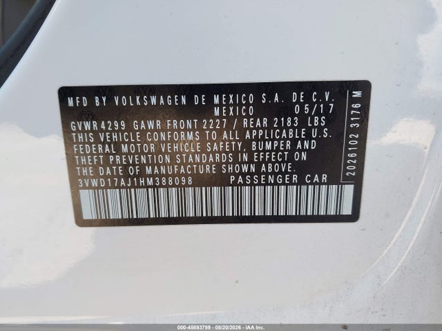 3VWD17AJ1HM388098 Volkswagen Jetta 1.8t Sport