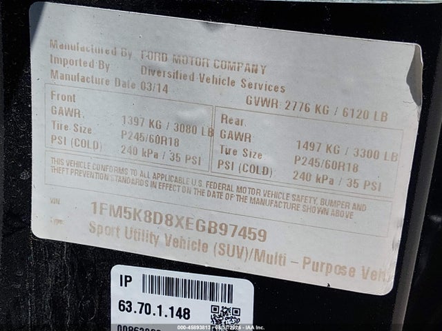 Продажа на аукционе авто 2014 Ford Explorer Xlt, vin: 1FM5K8D8XEGB97459, номер лота: 45893813