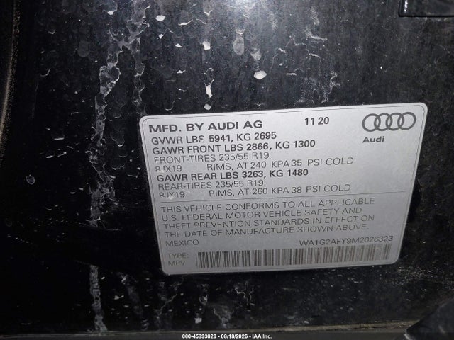 Auction sale of the 2021 Audi Q5 Premium 55 Tfsi E Quattro S Tronic, vin: WA1G2AFY9M2026323, lot number: 45893829