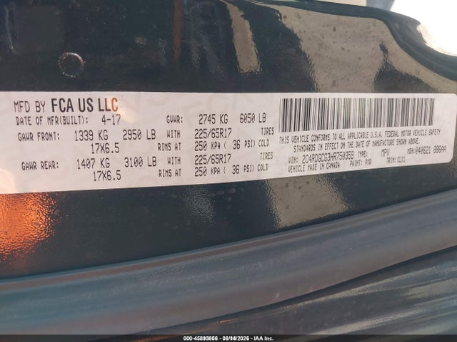 Dodge Grand Caravan Sxt 2017 2C4RDGCG3HR750359 Image 9
