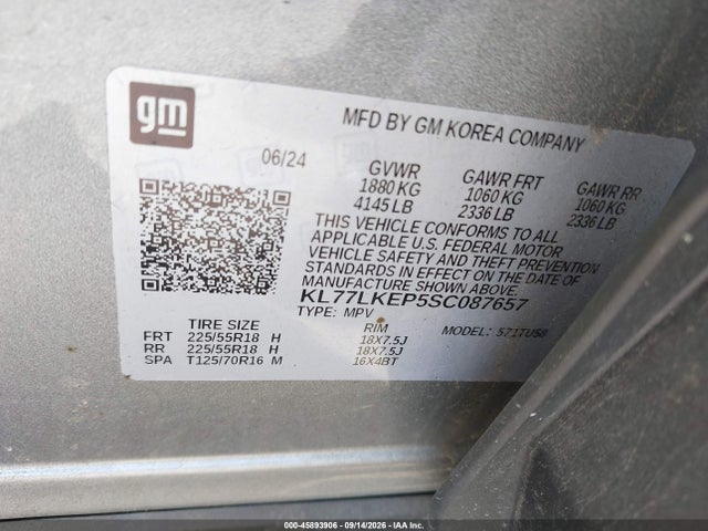 Продаж на аукціоні авто 2025 Chevrolet Trax Fwd Activ, vin: KL77LKEP5SC087657, номер лоту: 45893906