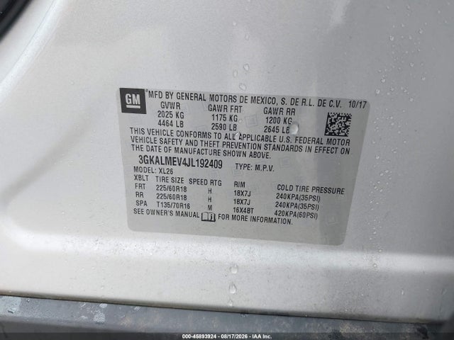 GMC Terrain Sle 2018 3GKALMEV4JL192409 Image 9