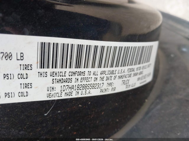 Aukcja sprzedaży 2008 Dodge Ram 1500 Laramie, vin: 1D7HA18288S582317, numer aukcji: 45893960