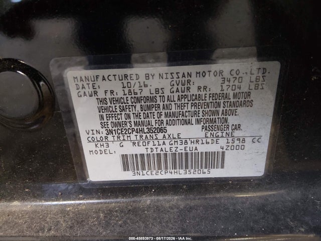 Продажа на аукционе авто 2017 Nissan Versa Note Sl, vin: 3N1CE2CP4HL352065, номер лота: 45893973