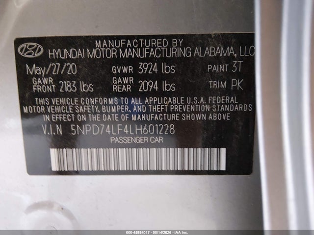 Hyundai ELANTRA SE 2020 5NPD74LF4LH601228 Image 9