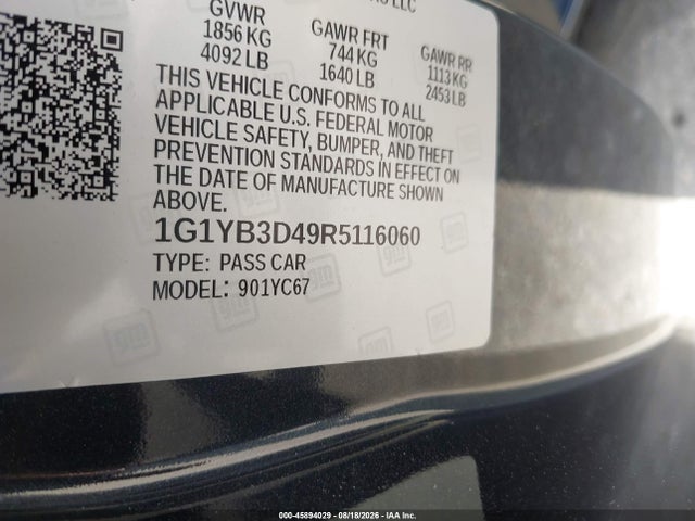 1G1YB3D49R5116060 Chevrolet Corvette Stingray Rwd 2lt