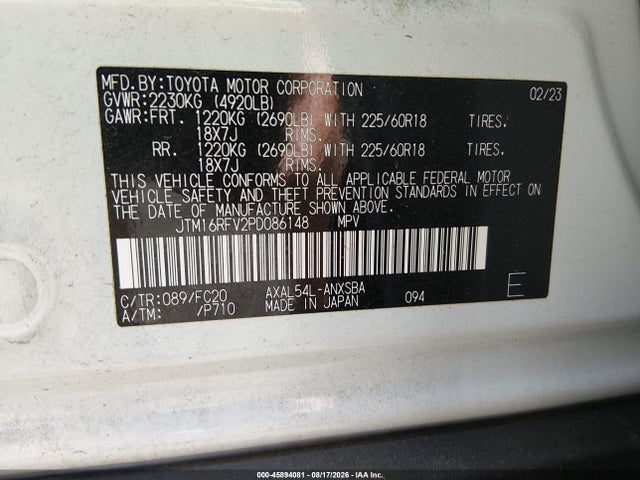 45894081 :رقم المزاد ، JTM16RFV2PD086148 vin ، 2023 Toyota Rav4 Hybrid Se مزاد بيع