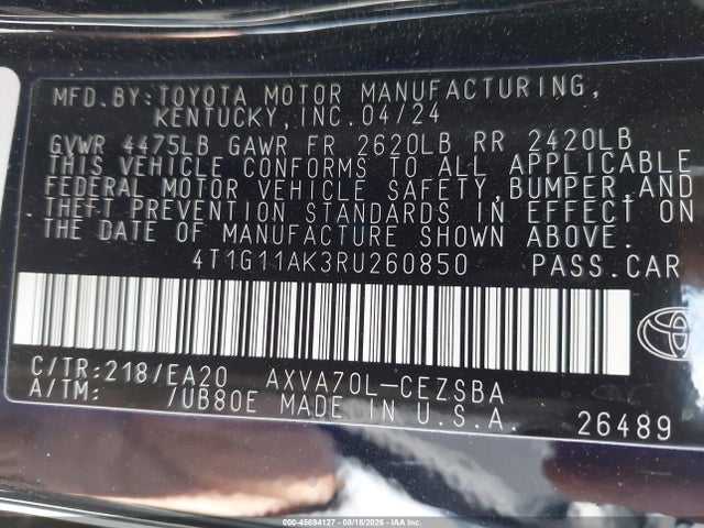 Toyota CAMRY SE 2024 4T1G11AK3RU260850 Image 9