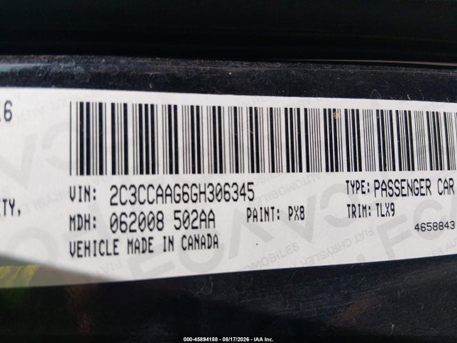 Aukcja sprzedaży 2016 Chrysler 300 Limited, vin: 2C3CCAAG6GH306345, numer aukcji: 45894188