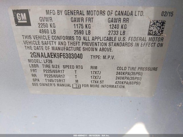 2GNALAEK9F6303040 Chevrolet EQUINOX LS
