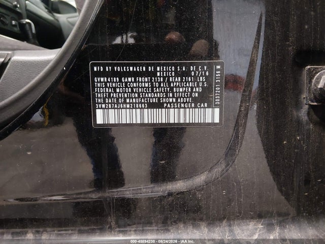 Aukcja sprzedaży 2017 Volkswagen Jetta 1.4t S, vin: 3VW2B7AJ6HM218663, numer aukcji: 45894230