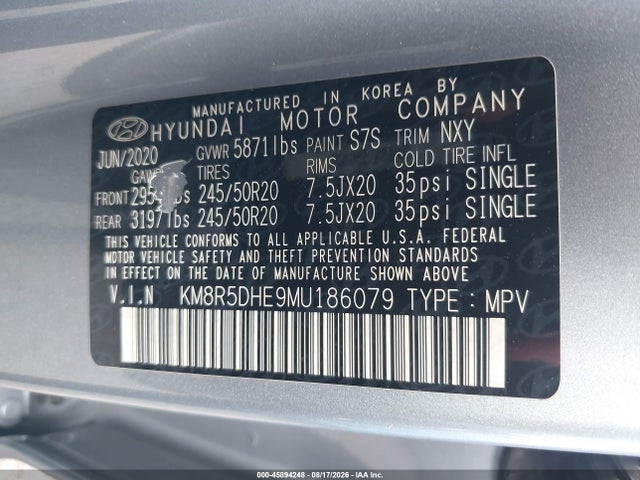 Aukcja sprzedaży 2021 Hyundai Palisade Limited, vin: KM8R5DHE9MU186079, numer aukcji: 45894248