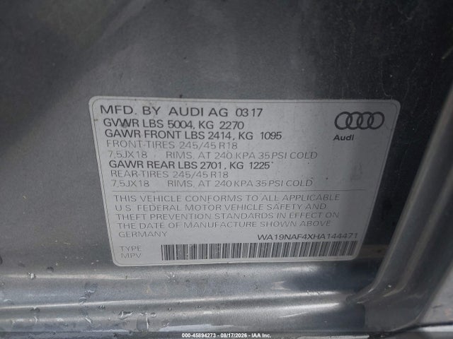 Audi Allroad Prestige 2017 WA19NAF4XHA144471 Image 9