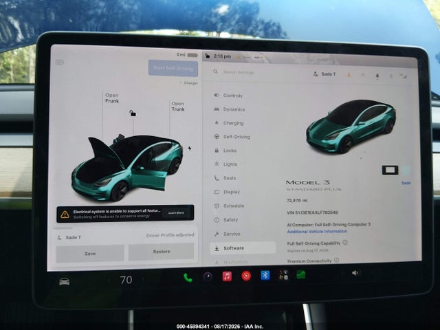Aukcja sprzedaży 2020 Tesla Model 3 Standard Range Plus Rear-wheel Drive/standard Range Rear-wheel Drive, vin: 5YJ3E1EAXLF783548, numer aukcji: 45894341