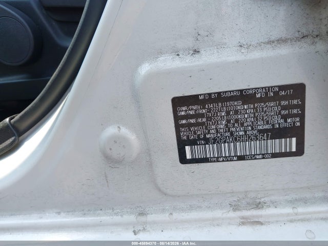 JF2GPAKC6HH263647 Subaru Crosstrek 2.0i Limited