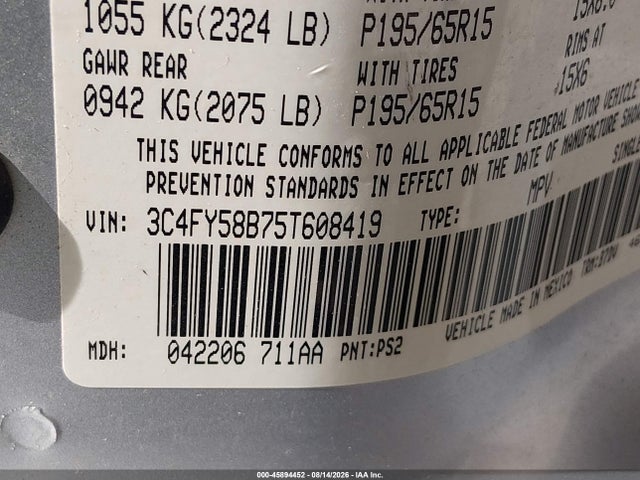 Aukcja sprzedaży 2005 Chrysler Pt Cruiser Touring, vin: 3C4FY58B75T608419, numer aukcji: 45894452