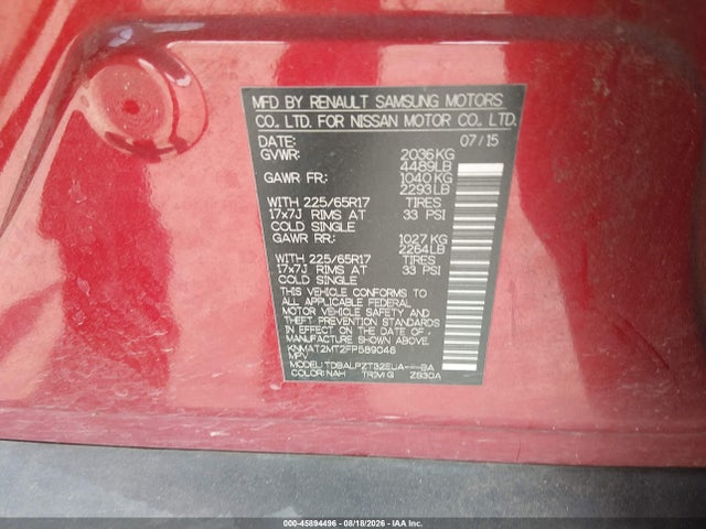 Auction sale of the 2015 Nissan Rogue S, vin: KNMAT2MT2FP589046, lot number: 45894496