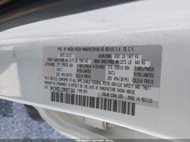 Aukcja sprzedaży 2021 Mazda Cx-30 Premium, vin: 3MVDMBDL0MM251348, numer aukcji: 45894515