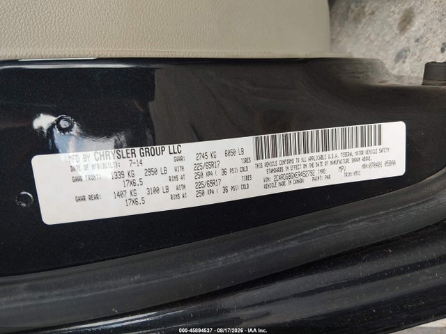 45894537 :رقم المزاد ، 2C4RDGBGXER452792 vin ، 2014 Dodge Grand Caravan Se مزاد بيع