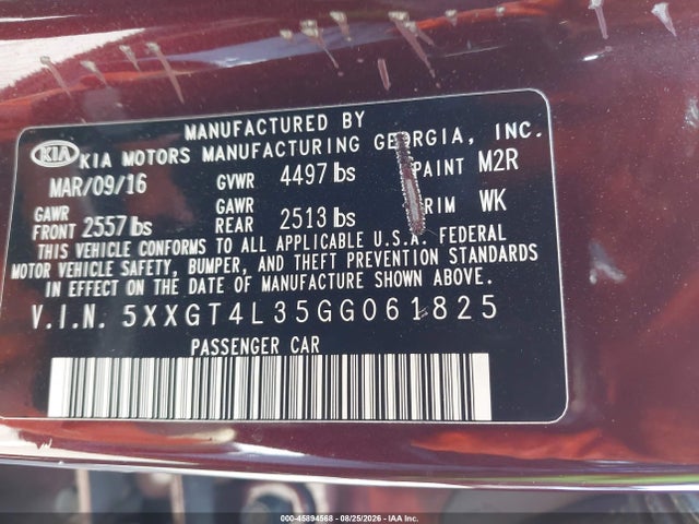 KIA Optima Lx 2016 5XXGT4L35GG061825 Image 9