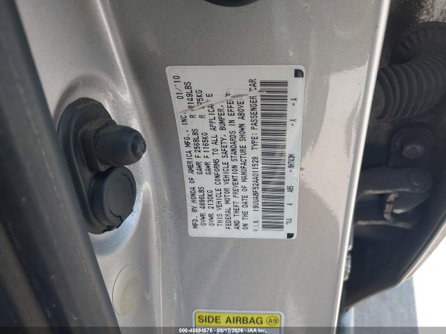 45894576 :رقم المزاد ، 19UUA8F52AA011529 vin ، 2010 Acura Tl 3.5 مزاد بيع