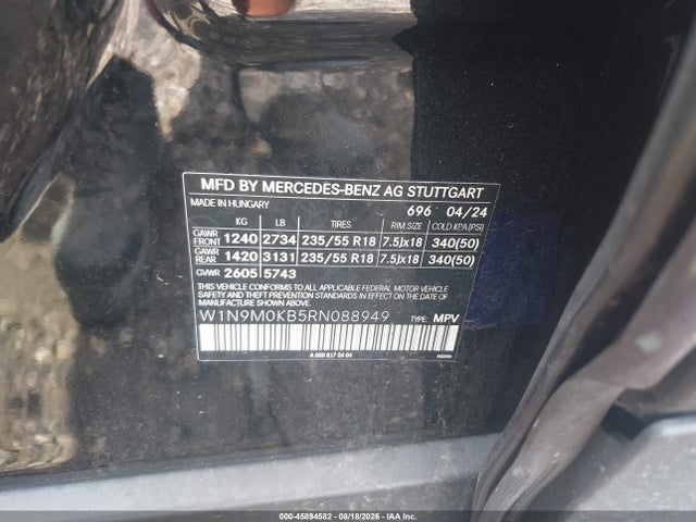 W1N9M0KB5RN088949 Mercedes-Benz Eqb 300 Suv 4matic