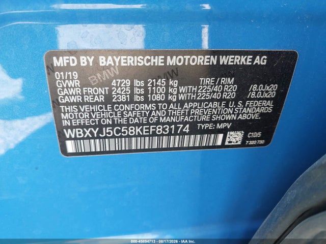 2019 Bmw X2 Xdrive28i მანქანა იყიდება აუქციონზე, vin: WBXYJ5C58KEF83174, აუქციონის ნომერი: 45894713