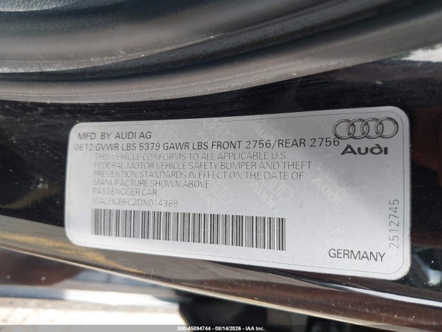 2013 Audi A6 3.0t Premium მანქანა იყიდება აუქციონზე, vin: WAUJGBFC2DN014369, აუქციონის ნომერი: 45894744